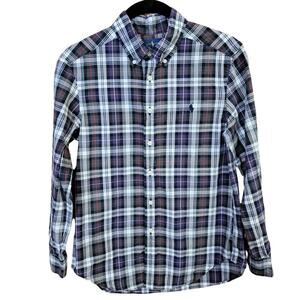 Ralph‎ Lauren Shirt Boys Sz M 10/12 Black Plaid Button Front Long Sleeve Preppy
